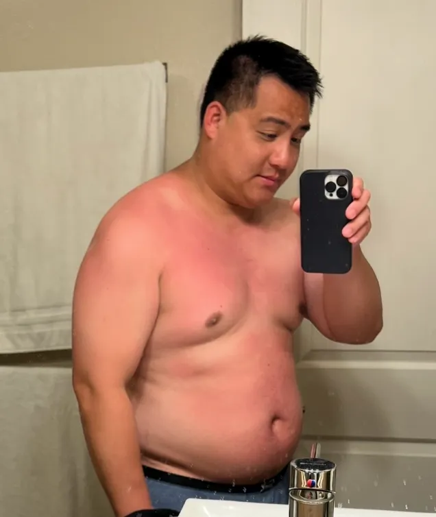Oscar Poon in 2019, weighing 300 LBS before adopting the LS Diet low-starch, low-sugar lifestyle